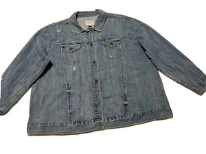 Old Navy Womens Distressed Denim Trucker Jean Jacket Size XXL Medium Blue Wash - Picture 1 of 5