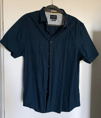 Camisa Denim & Flower Hombres Botón Manga Corta XL GRANDE L Azul Calce Ajustado Polo Golf Foto 1 de 3