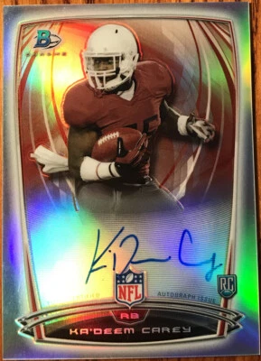 2014 Bowman Chrome Rookie Autographs College Refractors Ka’Deem Carey #26 - Image 1 of 2