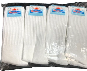 12 Pairs Health Circulatory Crew Cotton Full Cushioned Socks White 10-13 - Picture 1 of 3