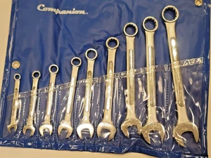 VINTAGE SET SEARS COMPANION 9 WRENCH SET SAE 1/4" - 3/4" DROP FORGED TOOL CASE - Picture 1 of 6