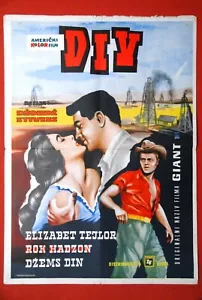 RIESIGES JAMES DEAN ELIZABETH TAYLOR HUDSON 1956 EINZIGARTIGE KUNST SELTEN EXYU FILMPLAKAT - Bild 1 von 2