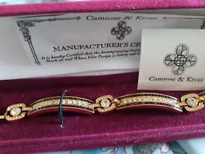 Camrose and Cross Gold Color bracelet With Rhinestones Nib - Picture 1 of 4