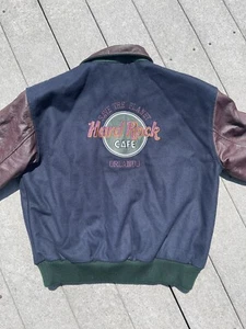 RARE Vintage Hard Rock Cafe Orlando Jacket 1980s Size Medium Stitched Leather - Picture 1 of 12