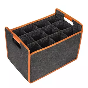 Wine Travel Bag 12-Bottle Felt Wine Carrier Storage Box With Divider - Picture 1 of 12