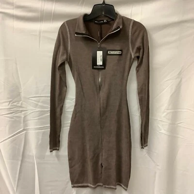 Prettylittlething Mujer Una Pieza Unitard Chocolate Marrón Suave Costilla Insignia Talla 4 Foto 1 de 4