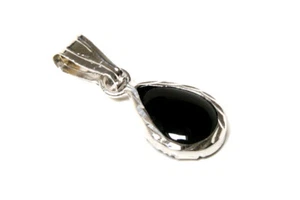 9ct White Gold Black Onyx Pendant no chain Gift Boxed Made in UK - Picture 1 of 4