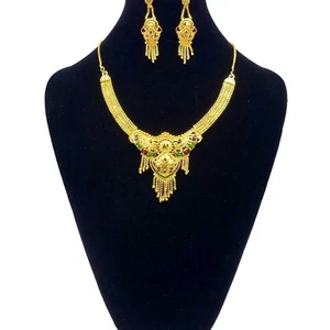 Indische Halskette vergoldet Bollywood Braut Hochzeit Ethno Schmuck Set | 1520A - Bild 1 von 1