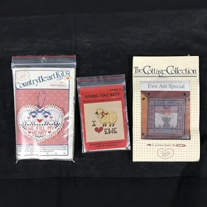 Lotto di 3 Kit Punti Croce Country Heart Tempo Risparmio Collezione Cottage Pecora - Foto 1 di 8