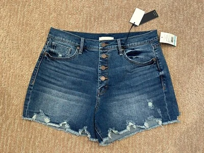 全新带标签 Nordstrom HABITUAL Santa Ana 高腰纽扣门襟牛仔短裤 31 码 — 第 1/4 张图片