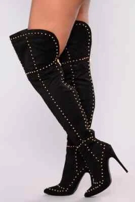 Night out Studded 30 inch Thigh High Boots-Black - Imagem 1 de 4