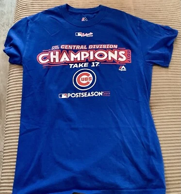 2017 Chicago Cubs NL Central Division Champions Majestic YOUTH small T-shirt - Image 1 of 4