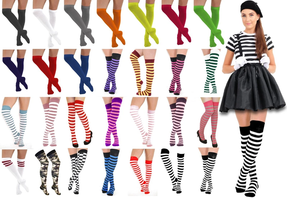 Deluxe Quality Cotton Over The Knee Thigh High Socks - 50+ Styles to choose from - Image 1 of 1