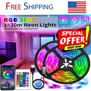 Bluetooth RGB LED Strip Lights USB App Controlled Backlight for TV & Room Décor - Picture 1 of 14
