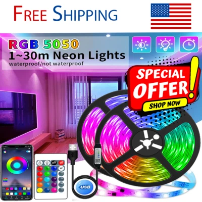 Bluetooth RGB LED Strip Lights USB App Controlled Backlight for TV & Room Décor - Image 1 of 4