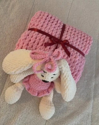 Crochet Baby Gift Sets- Soft Blanket And Plush Toy - Image 1 of 4