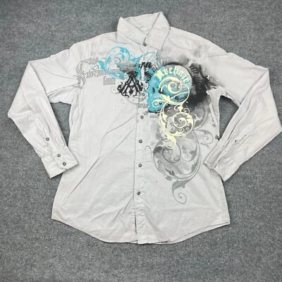 Camisa ARCHAIC Para Hombre Mediana Con Botones Gráfico Calavera Manga Larga Foto 1 de 4