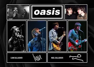 Liam & Noel Gallagher Firmado Preimpresión A4 Montaje Autógrafo FOTO Regalo OASIS - Imagen 1 de 5