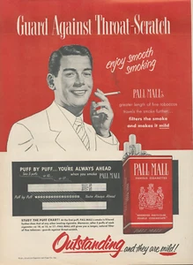 1950 Pall Mall Cigarettes Tobacco Ephemera Outstanding Mild Vintage Print Ad - Picture 1 of 1