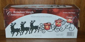 Centro de mesa de trineo de renos metal candelabro 21" de largo Navidad JSNY - Imagen 1 de 3