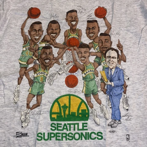 Vtg Seattle Supersonics shirt Sonics NBA Salem jersey T-shirt NOS 90s Medium NEW Cover