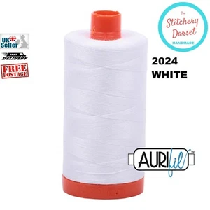 Aurifil 50wt, 2024 White, 100% Cotton Thread. Mako Egyptian Cotton. 1300M Spool - Picture 1 of 11