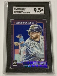 2021 Panini Donruss Optic #1 Brandon Lowe DK SGC 9.5 Blue Pandora Prizm /99 - Picture 1 of 2