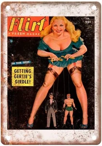 Letrero de metal de aspecto retro modelo 1953 pinup revista Flirt Girly GM345 - Imagen 1 de 2