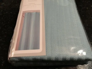 new Dusty TEAL BLUE Vertical Weave Fabric SHOWER CURTAIN  72" x 72" nice quality - Picture 1 of 3