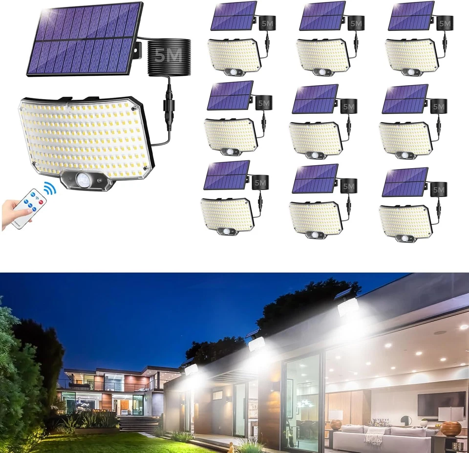 234 LED Solarleuchte mit Bewegungsmelder Außen Fluter Strahler Garten Solarlampe - Bild 1 von 4