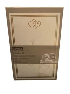 Invitation Kit Print Your Own WEDDING/SHOWER Platinum Hearts +BONUS -Photo Cards - Picture 1 of 8