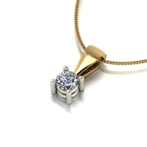 Rundschliff Anhänger 18k Gelbgold 1 Karat Diamant Collier IGI GIA HRD Lab Grown - Bild 1 von 9