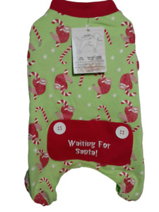 Pet Central Dog Pajamas, Pjs, Christmas, Green with Sloth & Candy Canes, XSMALL 