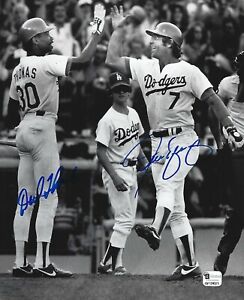 Steve Yeager & Derrel Thomas Signed 8x10 Photo COA 1981 Dodgers Baseball Picture