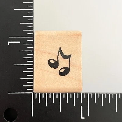 Estampilla de goma montada en madera AA025 nota musical de doble nota Foto 1 de 3