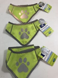 Lot Of 3 NEW Top Paw Neon Green Reflective Dog Bandanas Size Small W/tags