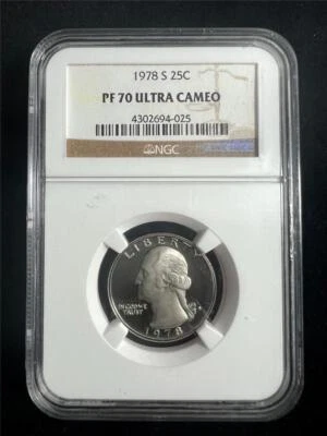 1978 S WASHINGTON QUARTER 25C PF70 ULTRA CAMEO NGC UCAM PR70 DCAM SKU 3554 - Image 1 of 2