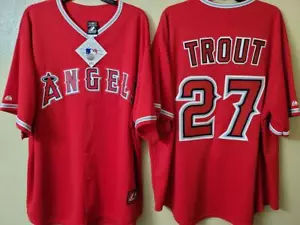 20119 Majestic Mens Anaheim Angels MIKE TROUT PLUS SIZE Baseball Jersey Red NWT - Picture 1 of 2