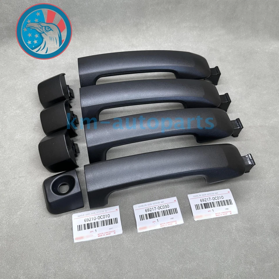 New Set of 4 Exterior Door Handles Black For 2007-2018 Toyota Tundra 69210-0C010 Foto 1 de 4