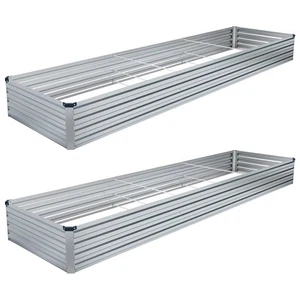2PCS 12X4X1Ft Galvanized Raised Garden Bed Kit,Vegetable Boxes-Rectangle Metal F - Picture 1 of 12