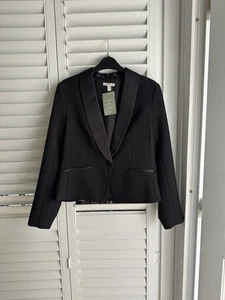 H&M Black Tux Shawl Collar Blazer - Size UK12 - RRP £37.99 - Picture 1 of 10