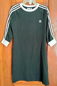 ADIDAS 3 Stripe Size L Women's 3/4 Length Sleeve T-Shirt Dress Black & White - Picture 1 of 8