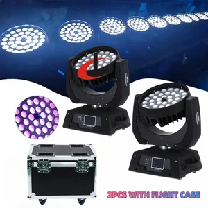 36x18W 6in1 Zoom LED Moving Head Stage Light RGBWA UV Wash Light for DJ 2PC+Case - Picture 1 of 12