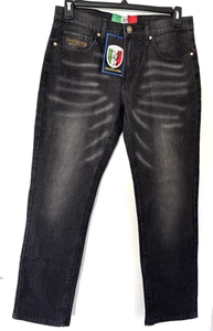 UNICORNO UOMO ITALIA Jeans Size 32x30 Black Denim Jeans Pockets Casual Men's - Picture 1 of 10