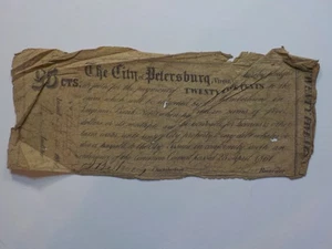Civil War Confederate 1861 25 Cents Note The City Of Petersburg Virginia Money - Picture 1 of 2