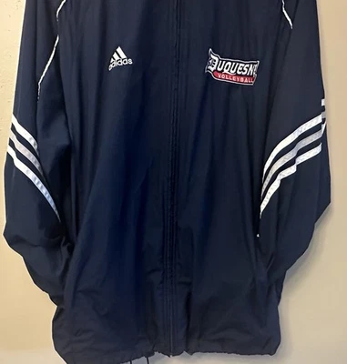 Duquesne Volleyball, Adidas CLIMALITE Medium Blue Jacket. - Image 1 of 4