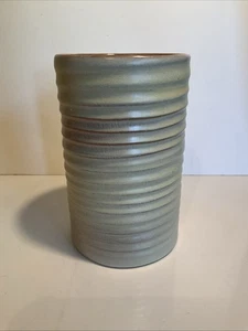 Vaso vaso ceramica vintage Frankoma anello a costine #172 6 3/4” beige marrone - Foto 1 di 8