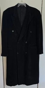 Mens 38 Donna Karan Black 100% Cashmere Trench Winter Coat Jacket - Picture 1 of 9