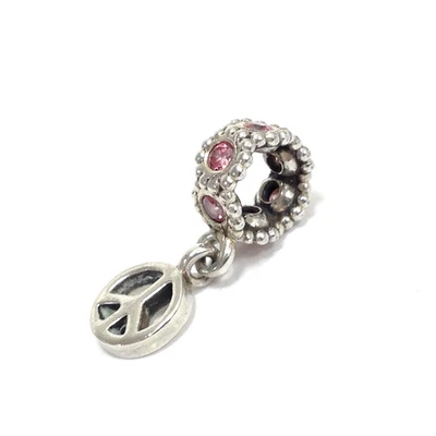Auténtico Pandora Rosa Circonita cúbica Signo de Paz Cuelga Cuentas Dije 790516CZS Foto 1 de 4