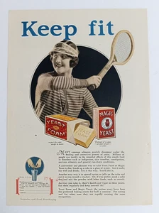 Woman Playing Tennis Magic Yeast Magazine Cut Print Ad 1928 Good Housekeeping - Picture 1 of 4